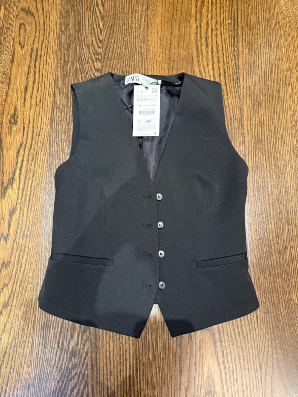 Zara Black Women's Tailored Vest with Button Front